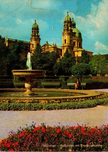 Germany Muenchen View Of The Royal Garden To Theatiner Church