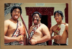  Postcard New Zealand Rotorua Maori Warriors Traditional Challenging Stance -934