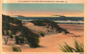 Vintage Postcard Glimpse of the Ocean Sand Hills Dunes Cape Henry Virginia VA