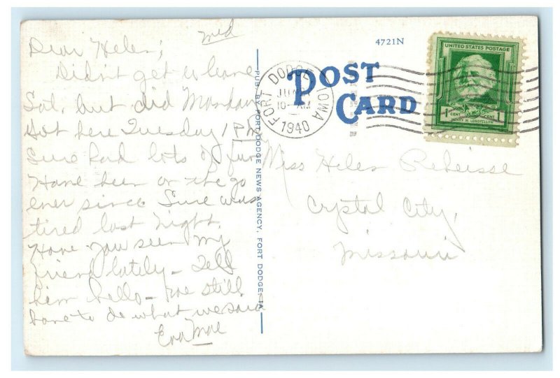 1940 Junior High School, Fort Dodge Iowa IA Posted Vintage Postcard