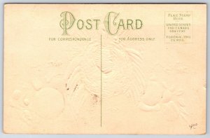 Thanksgiving~Turkey Struts In Meadow~Exaggerated Nuts & Fruit~Embossed~c1910