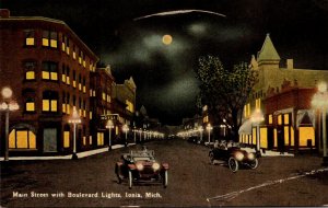 Michigan Ionia Main Street With Boulevard Lights At Night