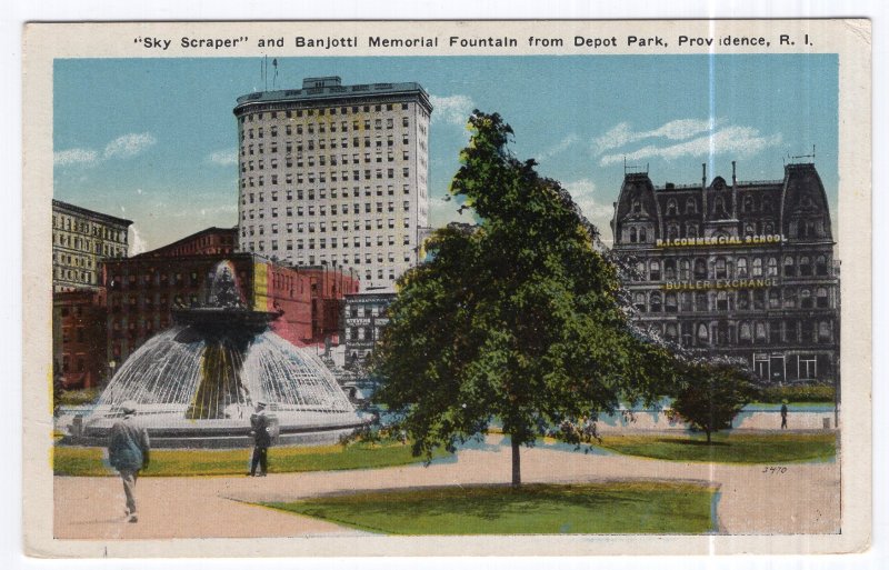 Providence, R.I., Sky Scrapers and Banjotti Memorial Fountin from Depot Park