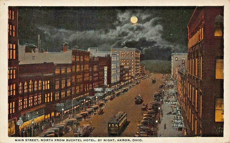 DOWNTOWN OHIO TOWNS~LOT OF 6 POSTCARDS~AKRON-DAYTON-LANCASTER-MANSFIELD-POMEROY