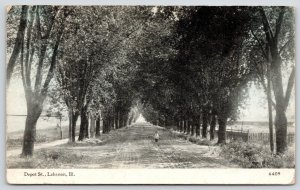 Lebanon Illinois~Depot Street~Boy on Tree Lined Rutted Road~1913 CU Williams