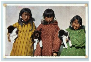 Vintage Six Little Arctic Natives, Alaska Postcard P168 