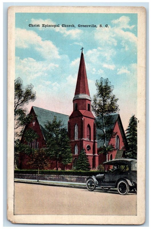 c1920's Christ Episcopal Church Exterior Greenville South Carolina SC Postcard