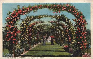 circa 1920's Rose Arches Elizabeth Park Hartford Conn. Postcard 2R5-320