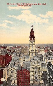 Bird's-eye View of Philadelphia and City Hall Philadelphia, Pennsylvania PA s 