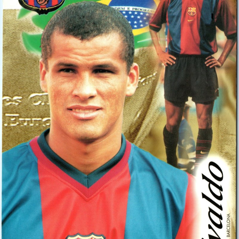 c1990s Barcelona Spain FCB Soccer Player Rivaldo Brazil Flag Chrome Lg PC M28