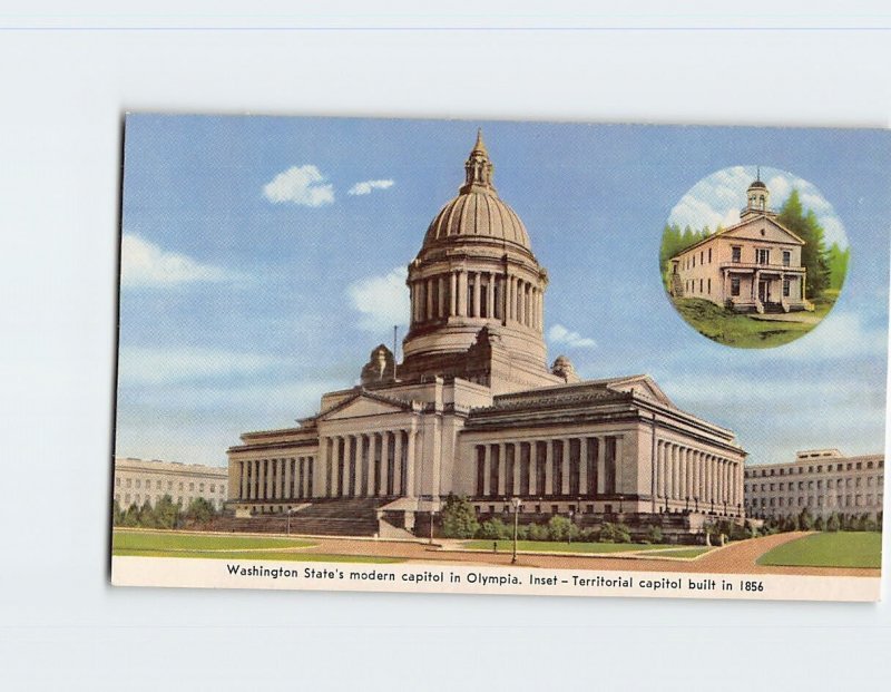 Postcard Washington State's modern capitol in Olympia, Washington
