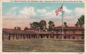 Postcard Fort Gibson Stockade near Muskogee OK built by U.S. Army