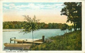 Boat Dock 1924 Oelwein Park Postcard Teich 2742