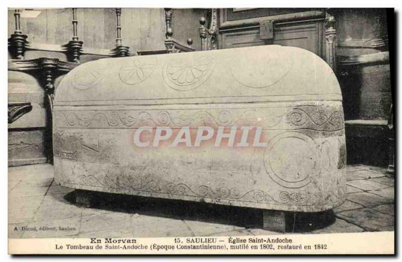Old Postcard Death In Morvan Saulieu Church Saint Andoche the tomb of St. And...