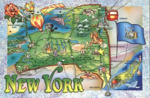 New York State Map  - Flower Rose - Bird Bluebird