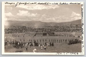 Mexico Temple Of Quetzalcoatl Indian Dancers Fiesta 1935 Real Photo Postcard C35