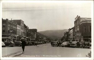 Middlesboro KY Cumberland Ave CLINE Real Photo Postcard REXALL DRUGS