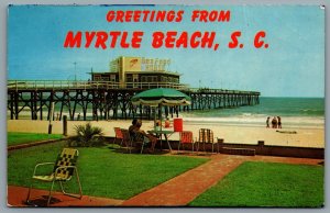 Postcard Myrtle Beach SC c1969 Greetings From Myrtle Beach Ocean Plaza Pier