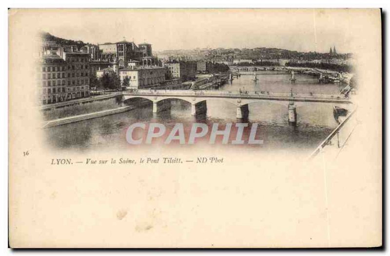 Old Postcard Lyon View Saone Bridge Tilsit