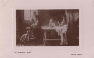 Dog with Family Anxious Worry Anxiety By Window Waiting Old Real Photo Postcard