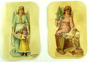 1880's Lovely Christmas Angels Tree Baby Chocolate Victorian Lot of 2 PD281