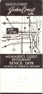 Matchbook Cover - John Ernst Cafe Milwaukee WI 30 Strike MB4