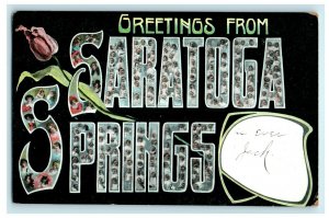 1910 Greetings From Saratoga Springs New York NY Posted Rose Postcard 