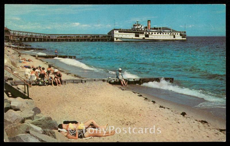 Upper end of bathing beach at Oak Bluffs on Martha's Vineyard Island