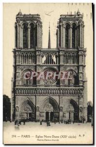 Old Postcard Paris Eglise Notre Dame Facade