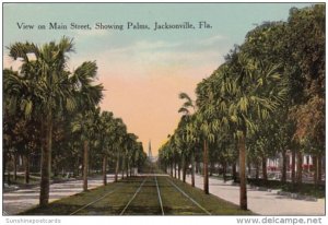 Florida Jacksonville Main Street Showing Palms