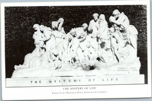 postcard rppc  The Mystery of Life Statue, Forest Lawn Memorial Park Glendale CA