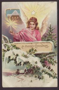 A Merry Christmas,Woman Holding Candle Postcard