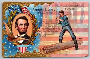 1909  Patriotic  Abraham Lincoln Centennial Souvenir    Postcard