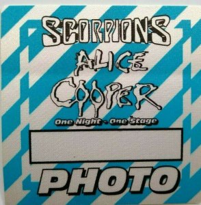 Alice Cooper Scorpions Backstage Pass Original 1996 Hard Rock Music Blue Stripes