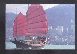 HONG KONG CHINA CHINESE FISHING BOAT SAILBOAT VINTAGE POSTCARD