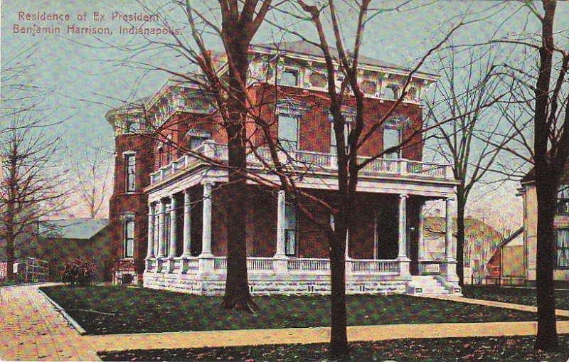 Postcard Residence President Benjamin Harrison IN