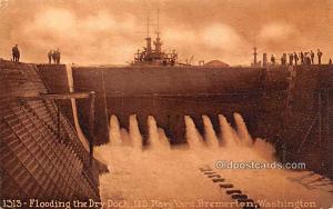 Flooding Dry Dock, US Navy Yard, Bremerton, WA, USA Military Battleship Writi...