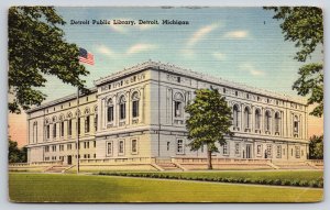 Detroit Michigan~Detroit Public Library~Italian Renaissance Style~1946 Linen PC