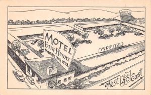 WHEELING, WV West Virginia   MOTEL FORT HENRY    Roadside Artist's View Postcard