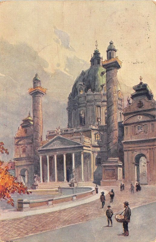 Lot 20 austria wien karlskirche vienna painting postcard