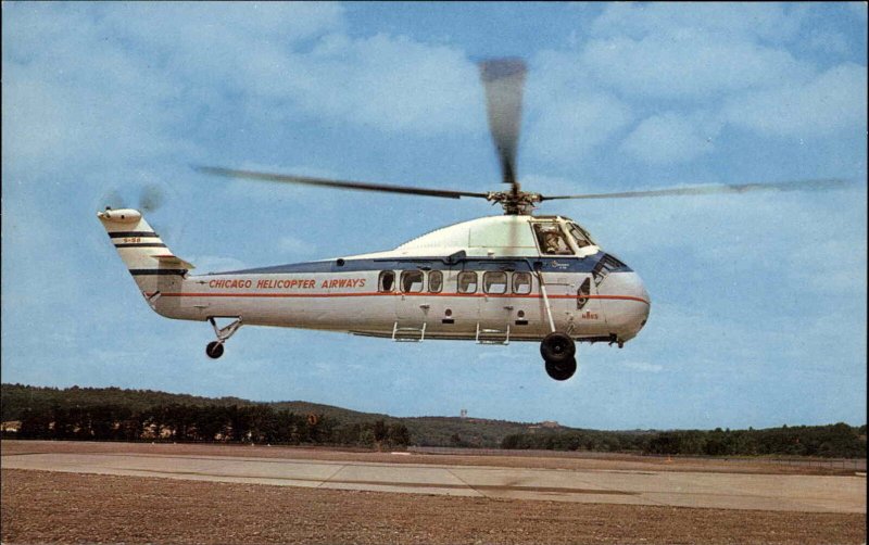 Chicago Illinois IL O'Hare Airport Helicopter Airways Vintage Postcard