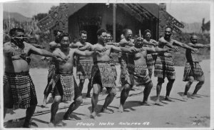 RPPC MAORI HAKA ROTORUA NEW ZEALAND REAL PHOTO POSTCARD 1939