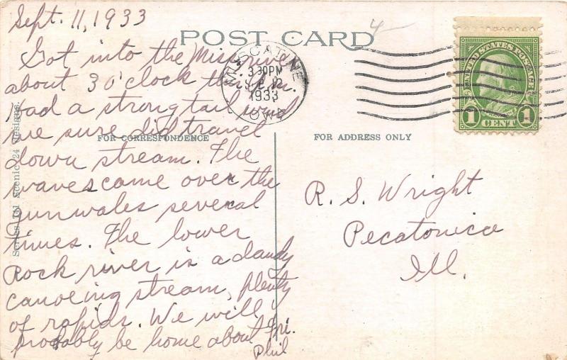 Buffalo Iowa~Ducks on Edge of Pond~1933 Postcard