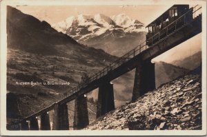 Switzerland Niesen Bahn u Blüemlisalp Vintage Postcard C092