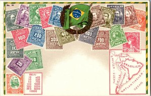 Mint Germany Brazil Stamp on Stamp Philatelic Souvenir Postcard