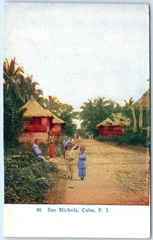 Philippine Islands  SAN NICHOLA, CEBU   Street Scene   ca 1910s  Postcard