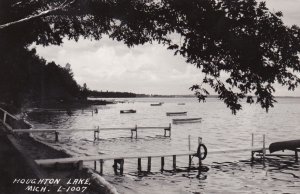 Michigan Houghton Lake Docks Along Shoreline Real Photo