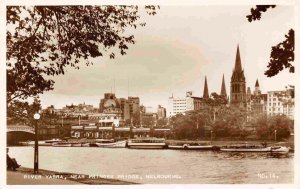 River Yarra Princes Bridge Boats Melbourne Australia Real Photo RPPC postcard