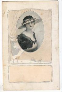 Woman with wide-brimmed hat