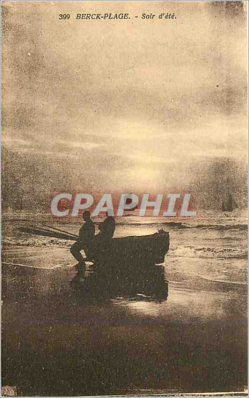 Old Postcard Berck Plage Evening Summer Boat